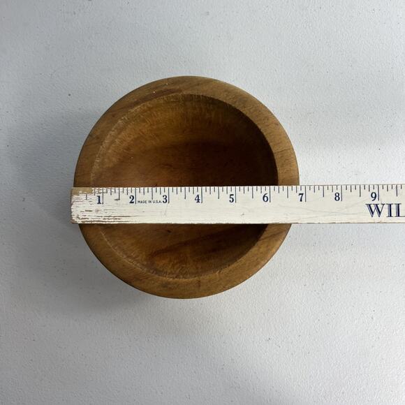 Thick Primitive Hand-Turned Wooden Dough Bowl Rustic Country Decor 7" - Picture 5 of 10